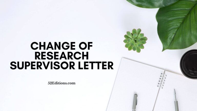 Change of Research Supervisor Letter