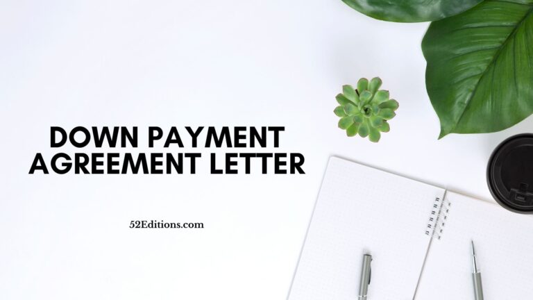 Down Payment Agreement Letter