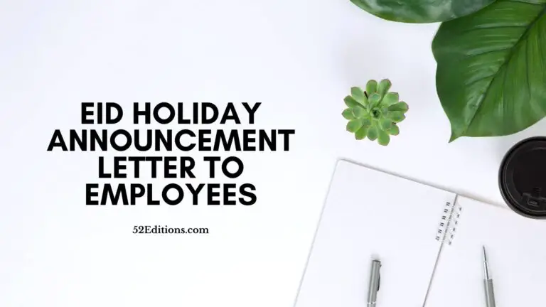 Eid Holiday Announcement Letter To Employees