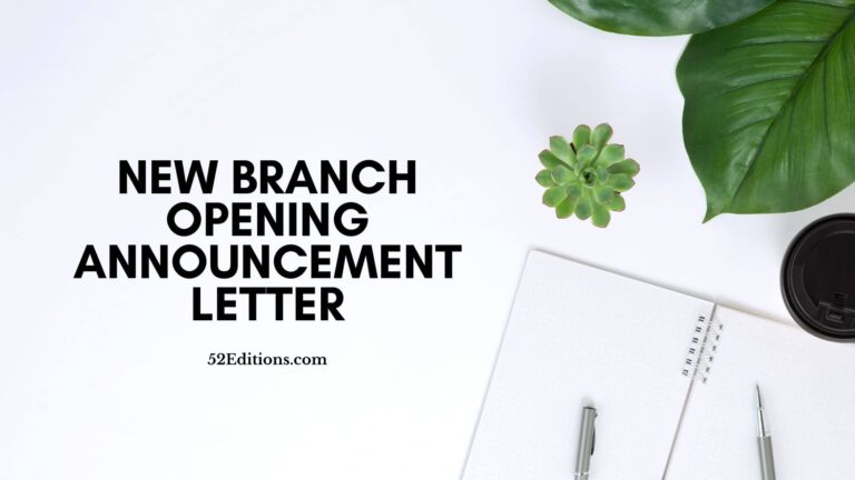 New Branch Opening Announcement Letter