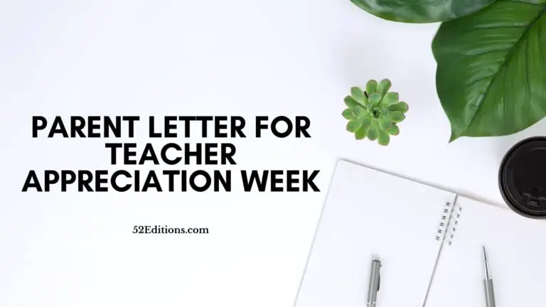 Parent Letter For Teacher Appreciation Week