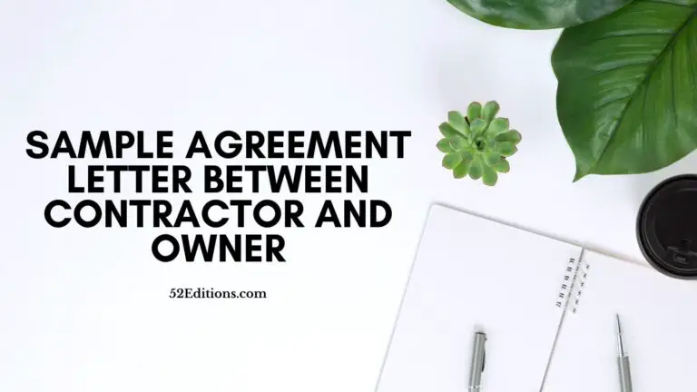 Sample Agreement Letter Between Contractor And Owner