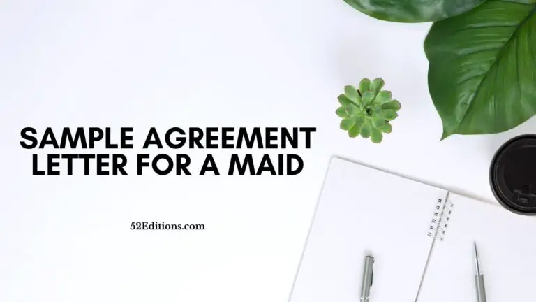 Sample Agreement Letter For A Maid
