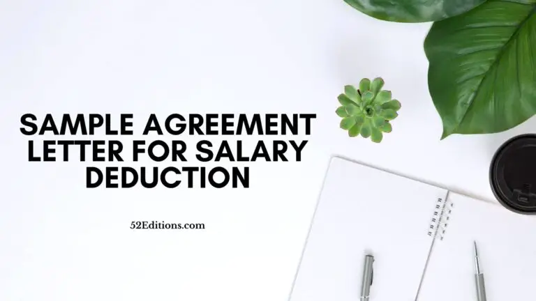 Sample Agreement Letter For Salary Deduction
