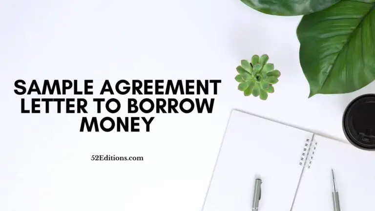 Sample Agreement Letter To Borrow Money