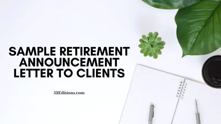 Sample Retirement Announcement Letter To Clients