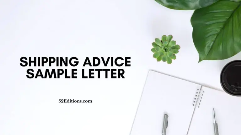 Shipping Advice Sample Letter