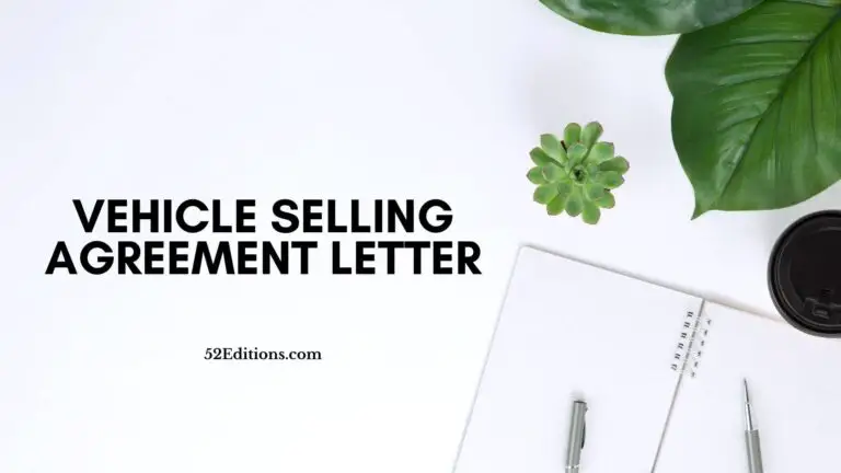 Vehicle Selling Agreement Letter