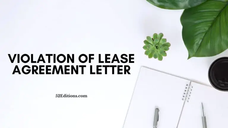 Violation of Lease Agreement Letter