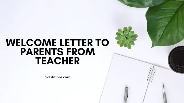 Welcome Letter To Parents From Teacher