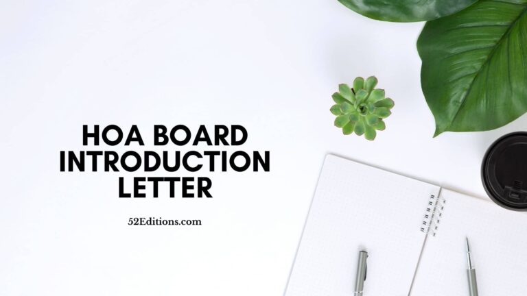 HOA Board Introduction Letter