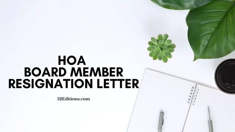 HOA Board Member Resignation Letter