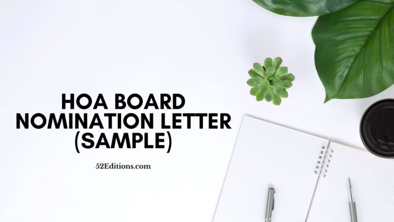 HOA Board Nomination Letter (Sample)