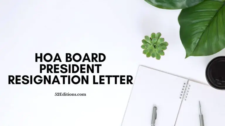 HOA Board President Resignation Letter