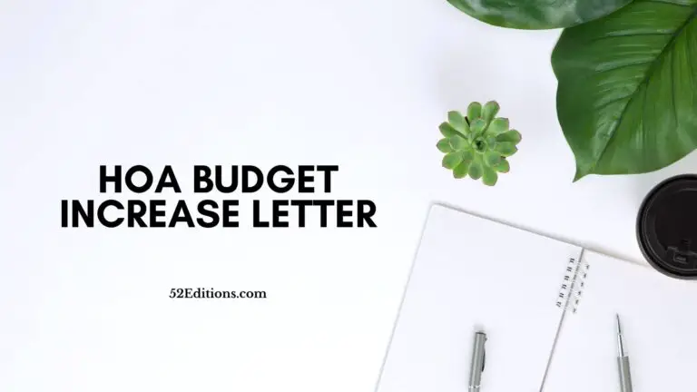 HOA Budget Increase Letter