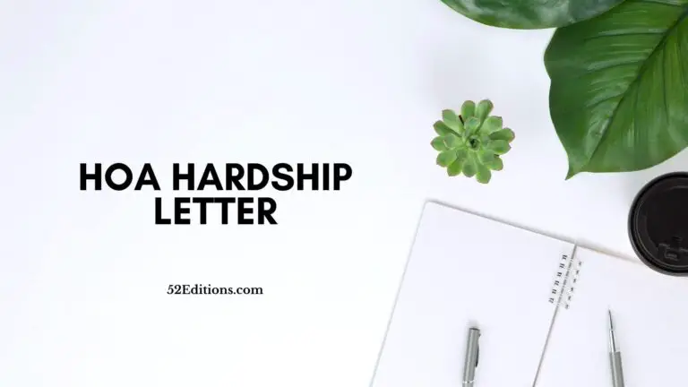 HOA Hardship Letter