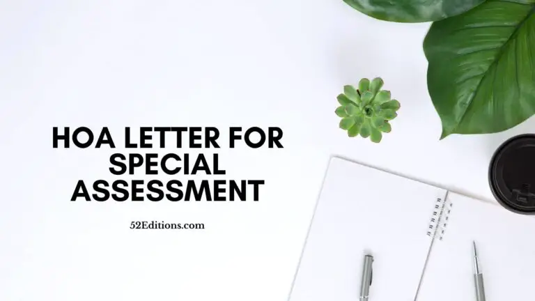 HOA Letter For Special Assessment
