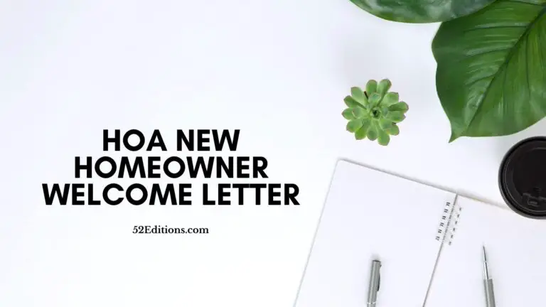 HOA New Homeowner Welcome Letter