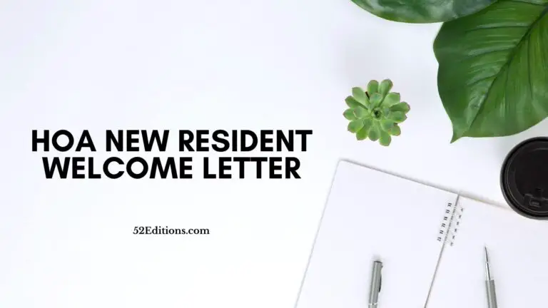 HOA New Resident Welcome Letter