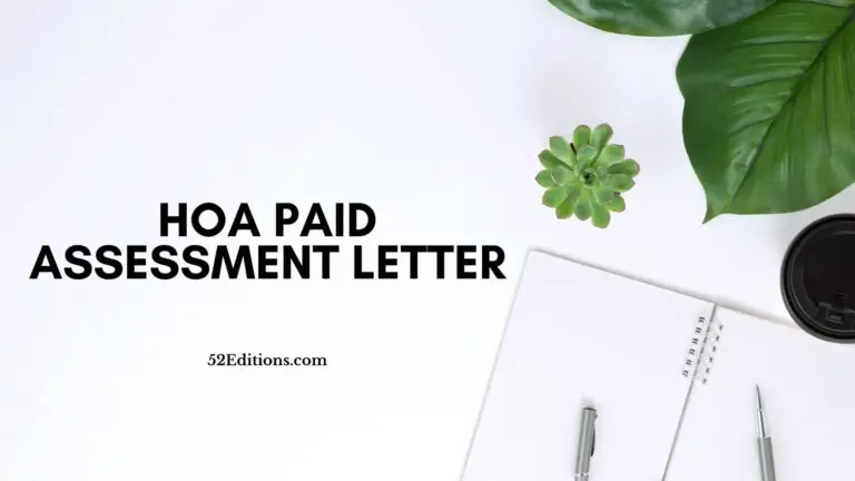 HOA Paid Assessment Letter