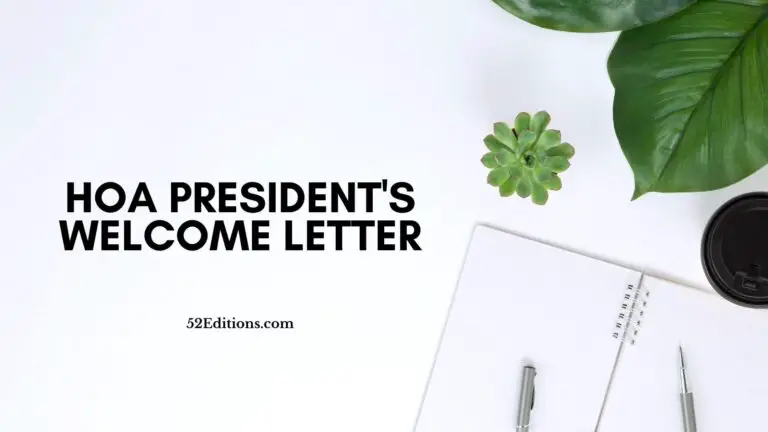 HOA President's Welcome Letter