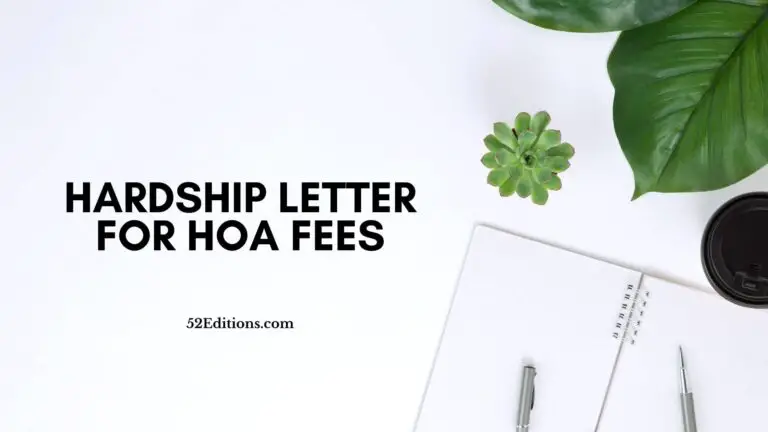 Hardship Letter For HOA Fees