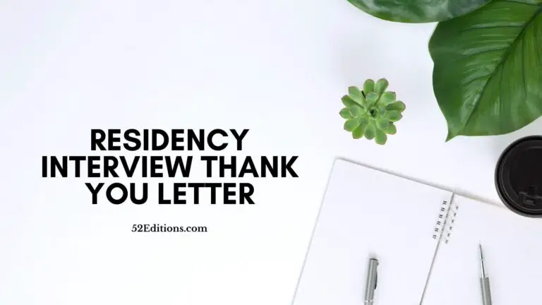 Residency Interview Thank You Letter