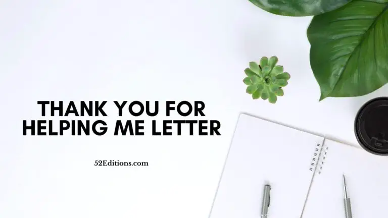 Thank You For Helping Me Letter