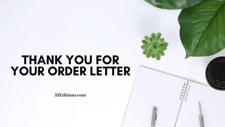 Thank You For Your Order Letter