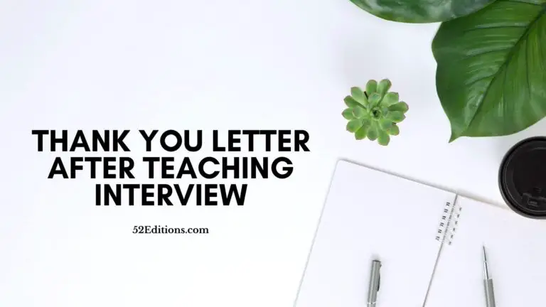 Thank You Letter After Teaching Interview