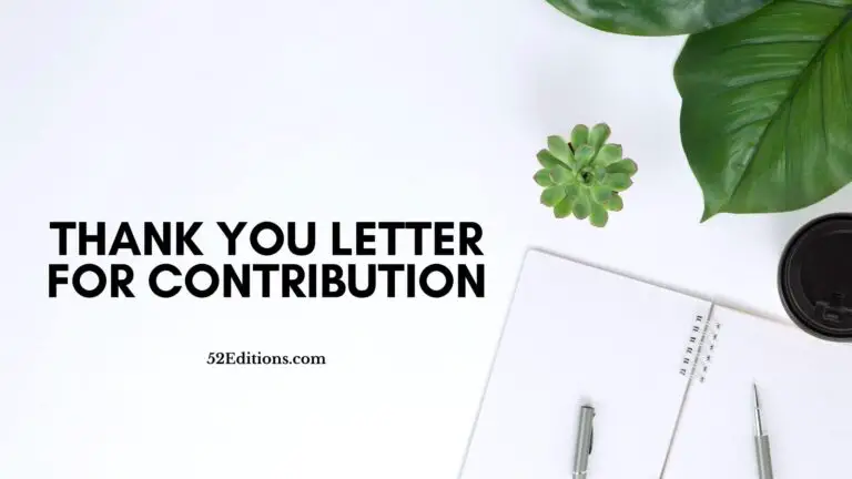 Thank You Letter For Contribution