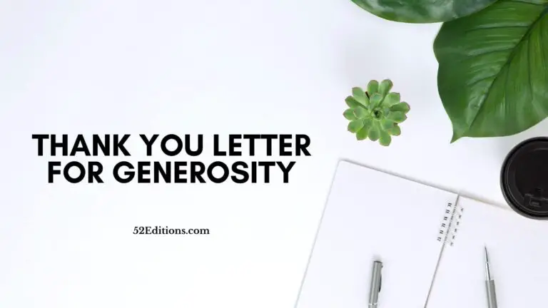 Thank You Letter For Generosity