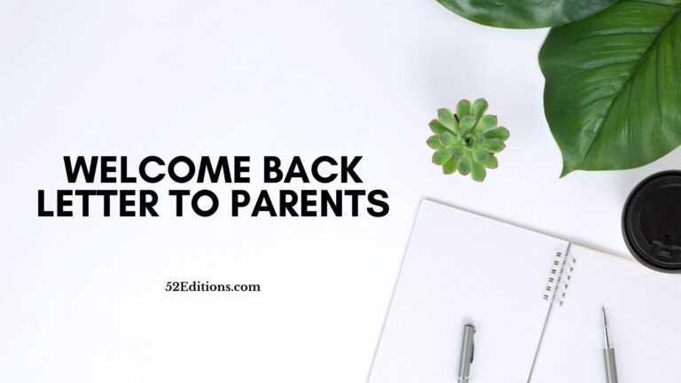 Welcome Back Letter To Parents