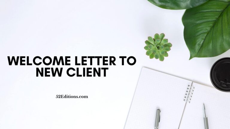 Welcome Letter To New Client