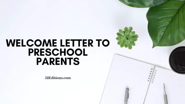 Welcome Letter To Preschool Parents