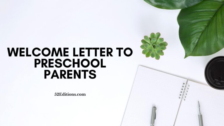 Welcome Letter To Preschool Parents