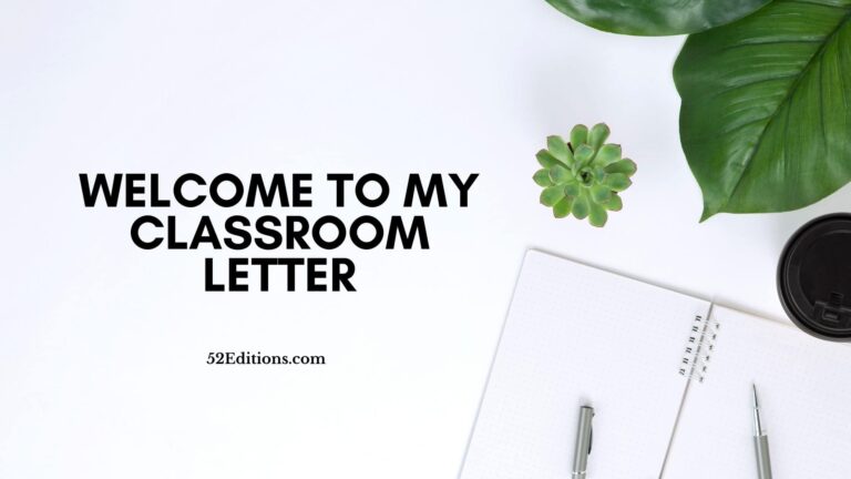 Welcome To My Classroom Letter