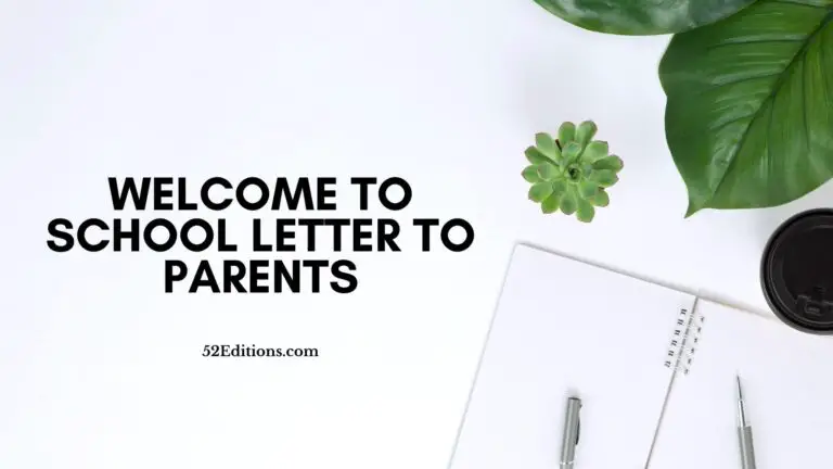 Welcome To School Letter To Parents