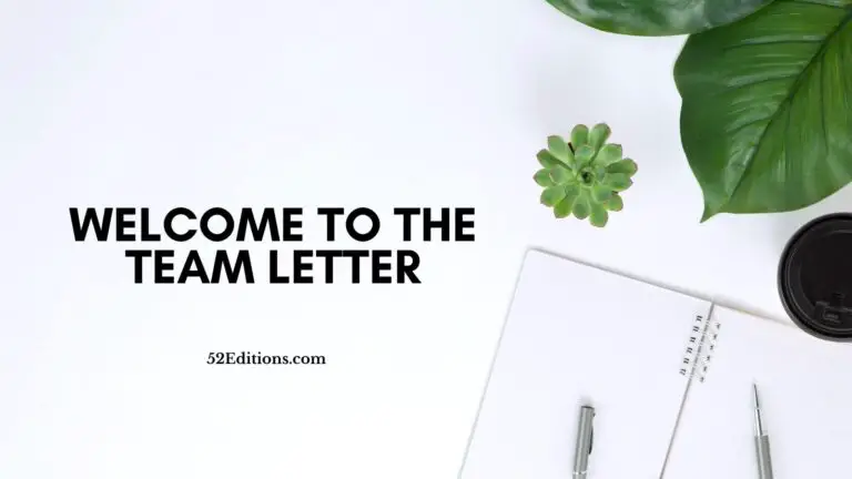 Welcome To The Team Letter