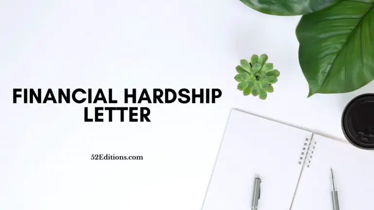Financial Hardship Letter