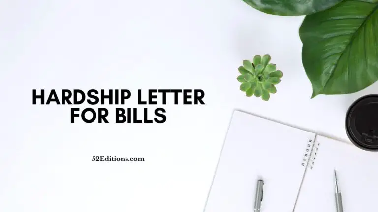 Hardship Letter For Bills