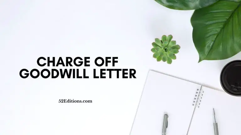 Charge Off Goodwill Letter