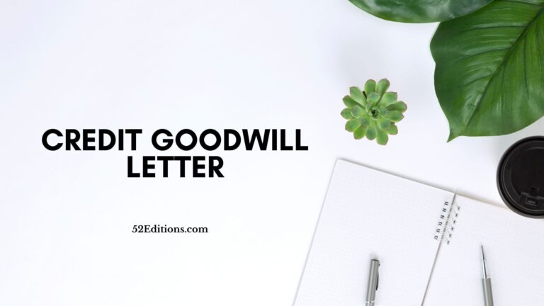 Credit Goodwill Letter