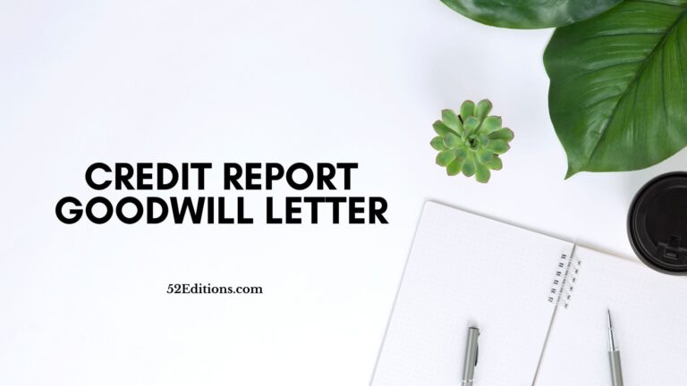 Credit Report Goodwill Letter