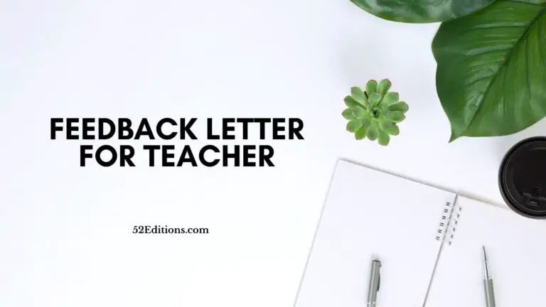 Feedback Letter for Teacher