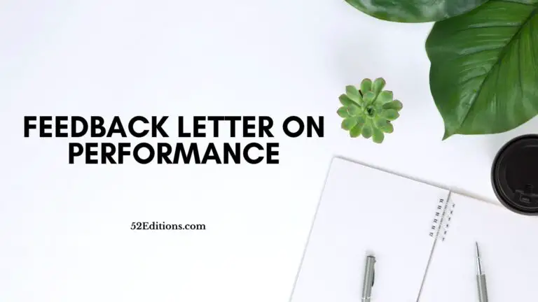 Feedback Letter on Performance