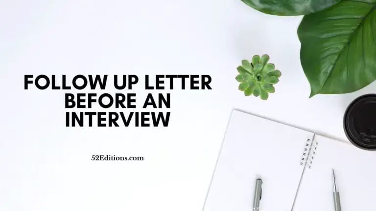 Follow Up Letter Before an Interview