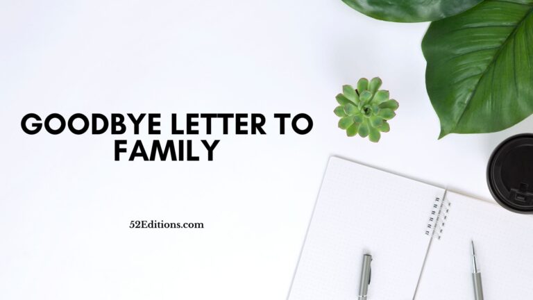 Goodbye Letter to Family