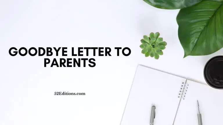 Goodbye Letter to Parents