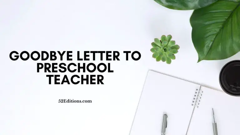 Goodbye Letter to Preschool Teacher
